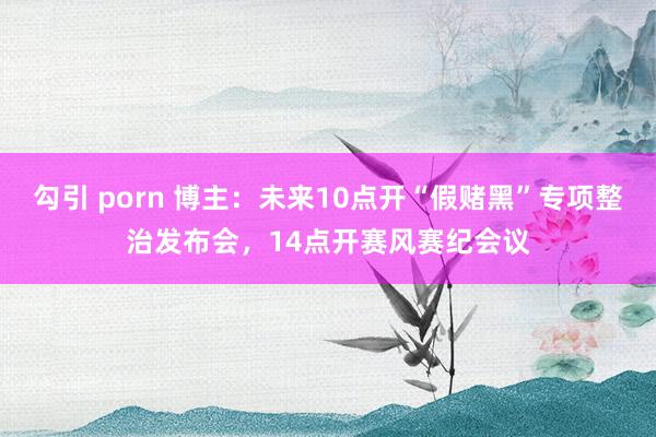 勾引 porn 博主：未来10点开“假赌黑”专项整治发布会，14点开赛风赛纪会议