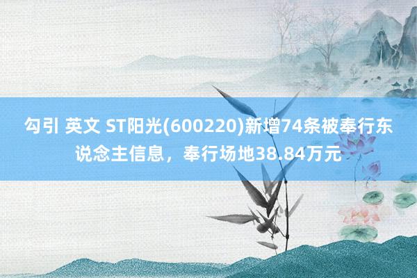 勾引 英文 ST阳光(600220)新增74条被奉行东说念主信息，奉行场地38.84万元