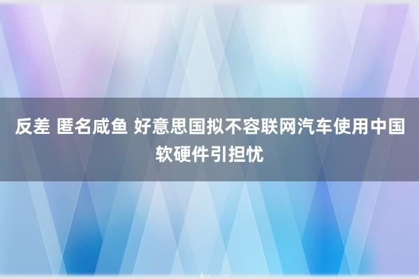 反差 匿名咸鱼 好意思国拟不容联网汽车使用中国软硬件引担忧