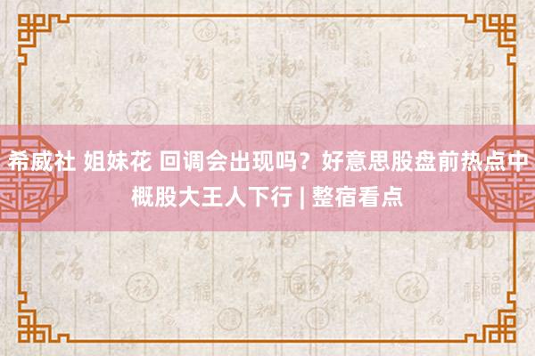 希威社 姐妹花 回调会出现吗？好意思股盘前热点中概股大王人下行 | 整宿看点