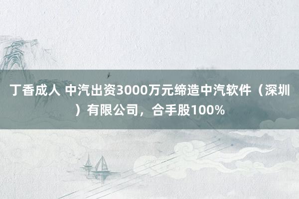 丁香成人 中汽出资3000万元缔造中汽软件（深圳）有限公司，合手股100%