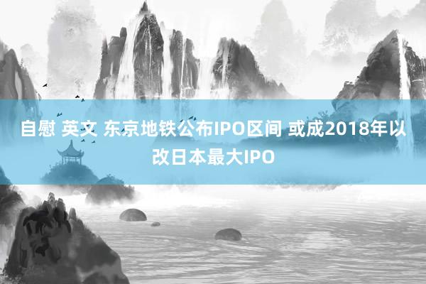 自慰 英文 东京地铁公布IPO区间 或成2018年以改日本最大IPO