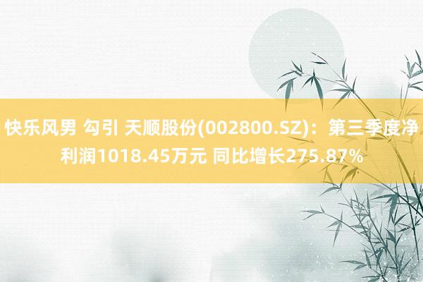 快乐风男 勾引 天顺股份(002800.SZ)：第三季度净利润1018.45万元 同比增长275.87%