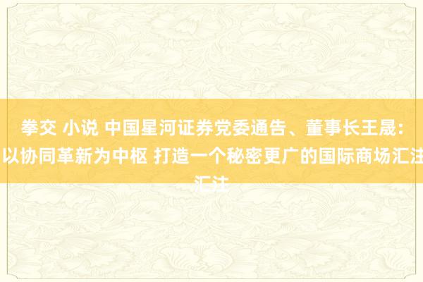 拳交 小说 中国星河证券党委通告、董事长王晟: 以协同革新为中枢 打造一个秘密更广的国际商场汇注