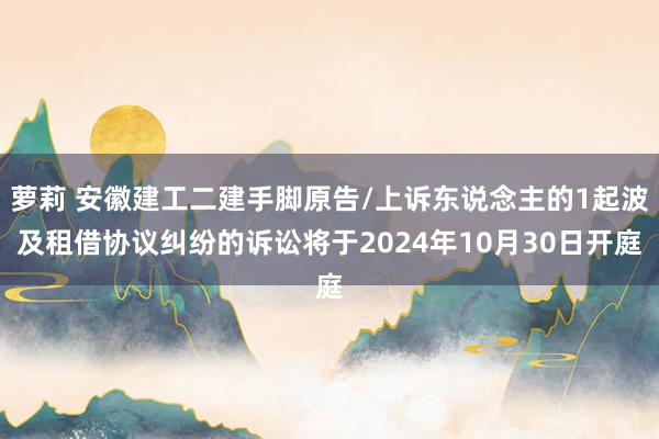 萝莉 安徽建工二建手脚原告/上诉东说念主的1起波及租借协议纠纷的诉讼将于2024年10月30日开庭