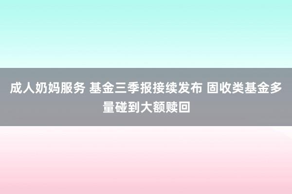 成人奶妈服务 基金三季报接续发布 固收类基金多量碰到大额赎回