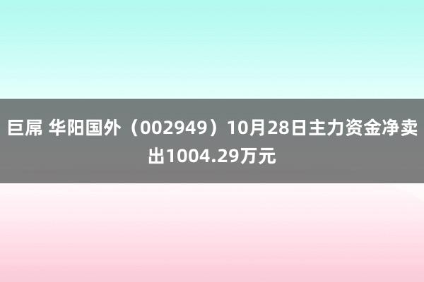 巨屌 华阳国外（002949）10月28日主力资金净卖出1004.29万元