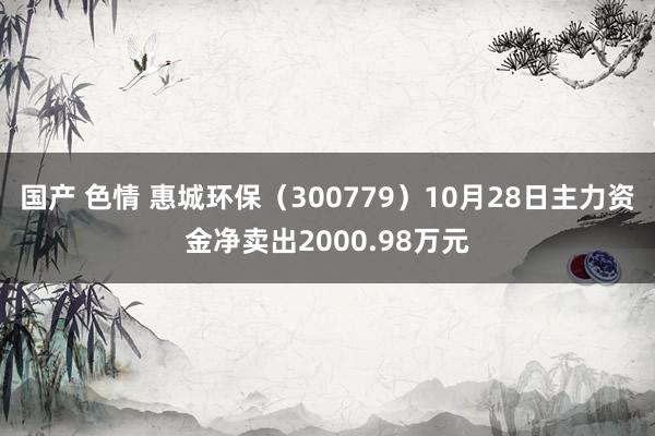 国产 色情 惠城环保（300779）10月28日主力资金净卖出2000.98万元