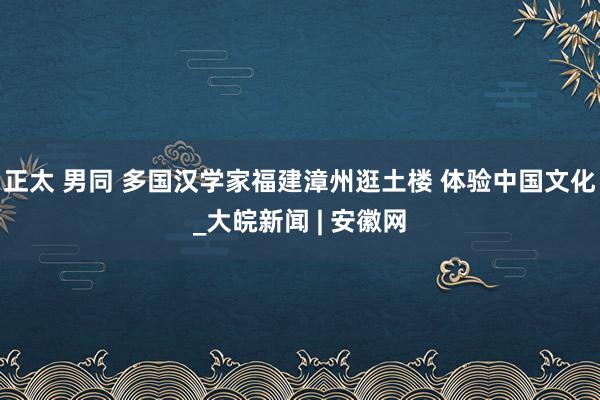 正太 男同 多国汉学家福建漳州逛土楼 体验中国文化_大皖新闻 | 安徽网