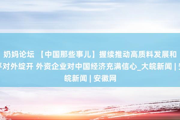 奶妈论坛 【中国那些事儿】握续推动高质料发展和高水平对外绽开 外资企业对中国经济充满信心_大皖新闻 | 安徽网