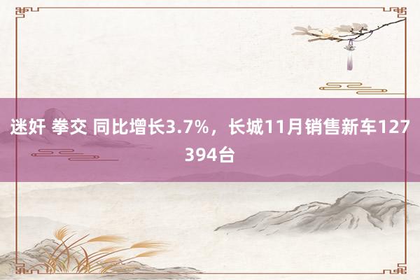 迷奸 拳交 同比增长3.7%，长城11月销售新车127394台