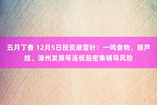 五月丁香 12月5日投资避雷针：一鸣食物、葫芦娃、漳州发展等连板股密集辅导风险