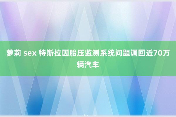 萝莉 sex 特斯拉因胎压监测系统问题调回近70万辆汽车