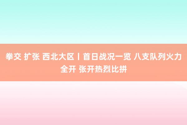 拳交 扩张 西北大区丨首日战况一览 八支队列火力全开 张开热烈比拼