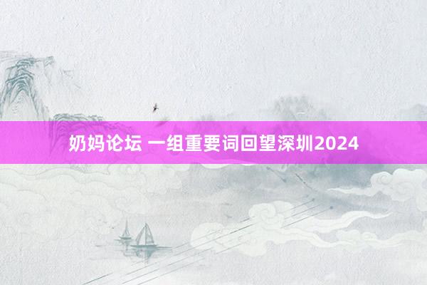 奶妈论坛 一组重要词回望深圳2024