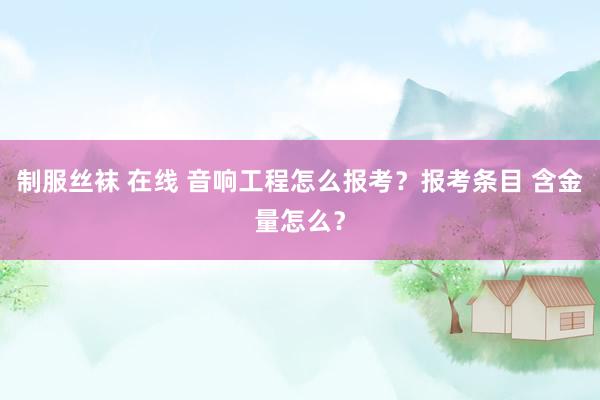 制服丝袜 在线 音响工程怎么报考？报考条目 含金量怎么？