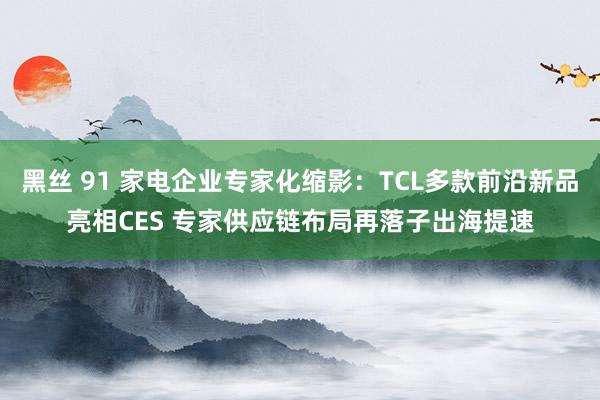 黑丝 91 家电企业专家化缩影：TCL多款前沿新品亮相CES 专家供应链布局再落子出海提速