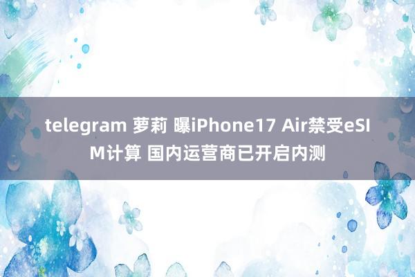 telegram 萝莉 曝iPhone17 Air禁受eSIM计算 国内运营商已开启内测